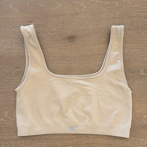 Set active Women's tan Ribbed sports Bra